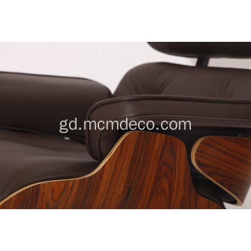 Cathair seòmar suidhe leathair Rosewood Eames agus ottoman